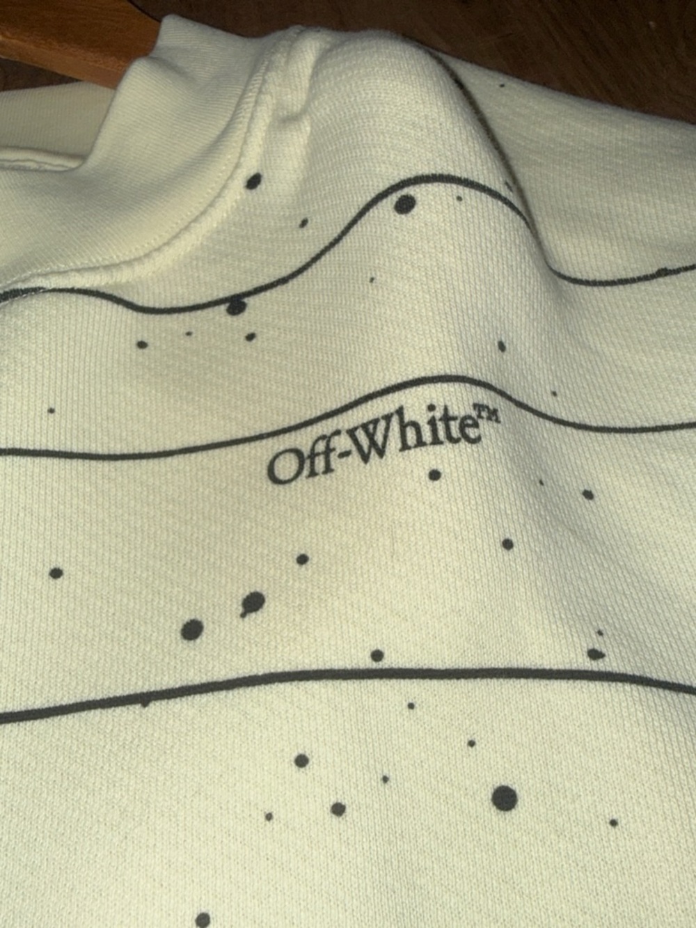Off-White Cream Pullover with Black Graphic Splatter
